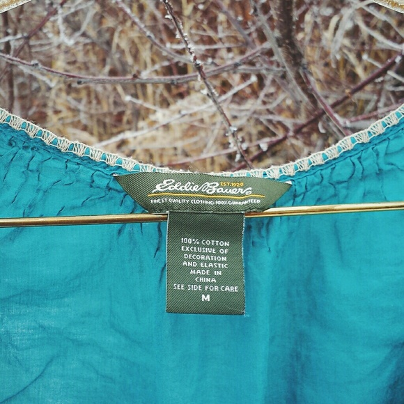 Turquoise Eddie Bauer peasant top - Picture 3 of 4